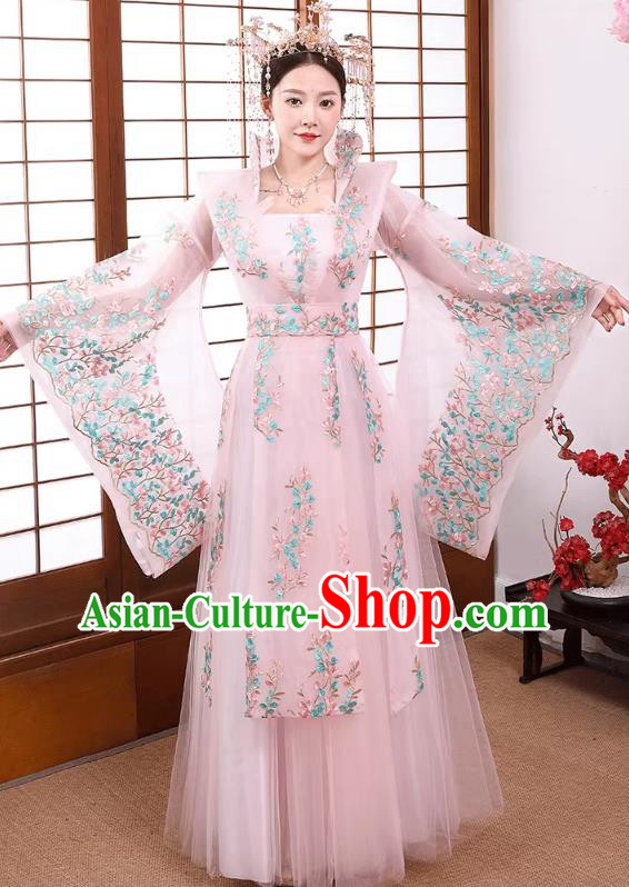 China Ancient Imperial Consort Costume Tang Dynasty Empress Clothing Pink Hanfu Dress