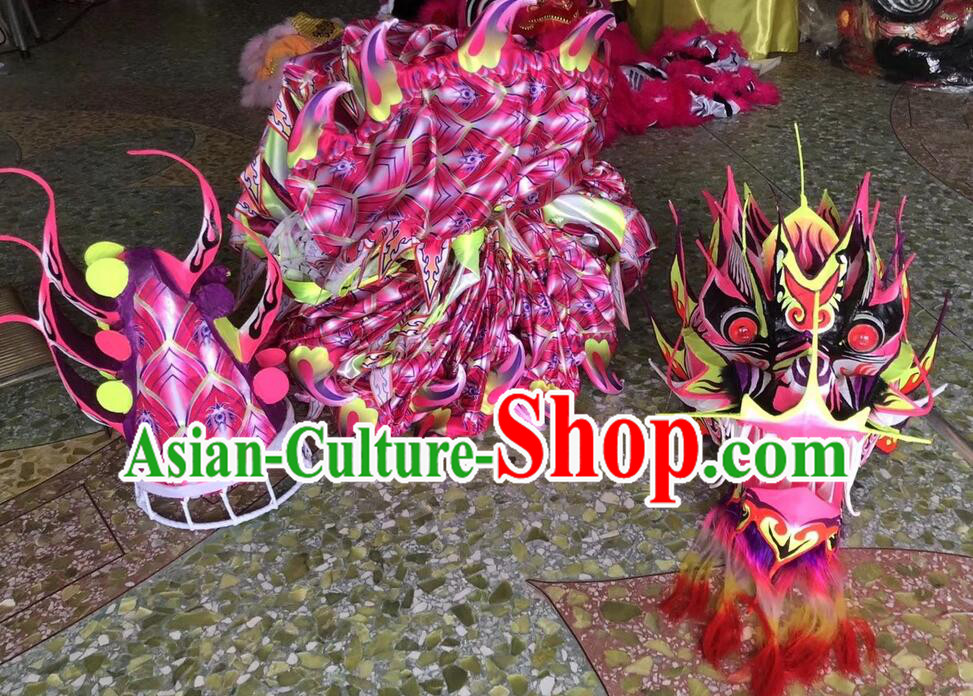 Chinese Parade Dragon Dance Fluorescent Costume Celebration Pink Dragon Professional Competitive Dragon Dancing Props