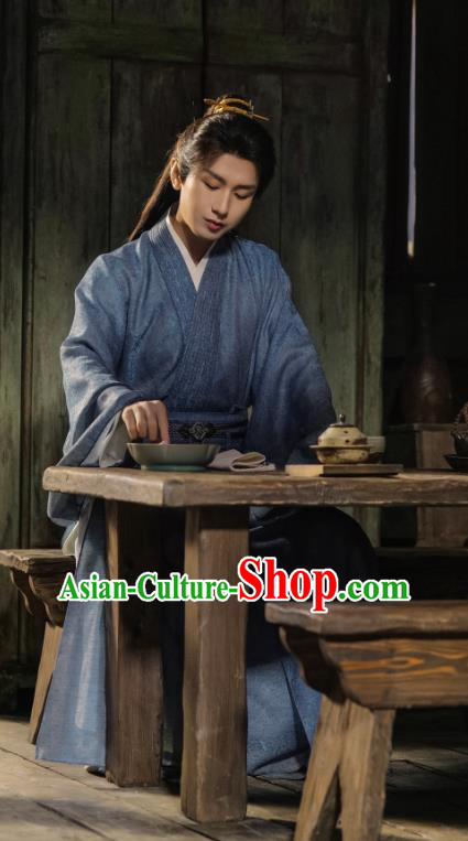 TV Series Mysterious Lotus Casebook Young Hero Li Lianhua Replica Clothing China Ancient Swordsman Dark Blue Costumes