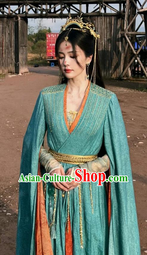 China Ancient Fairy Princess Clothing TV Series Till The End of The Moon Goddess Li Susu Blue Dress