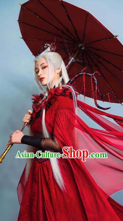 TV Series Till The End of The Moon Evil Queen Si Ying Red Dresses China Ancient Demon Empress Clothing