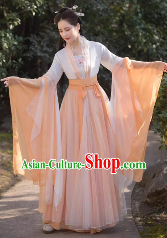 China Song Dynasty Princess Clothing Traditional Hanfu Orange Dress Ancient Woman Clothing