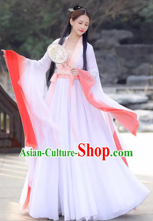 Ancient Goddess Clothing Female Hanfu Red Wide Sleeve Flow Fairy Dress China Qin Dynasty Princess Costume