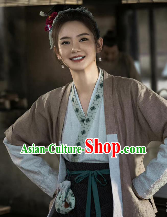 China Traditional Ming Dynasty Young Woman Hanfu Under The Microscope Feng Biyu Clothing Ancient Female Shopkeeper Costumes