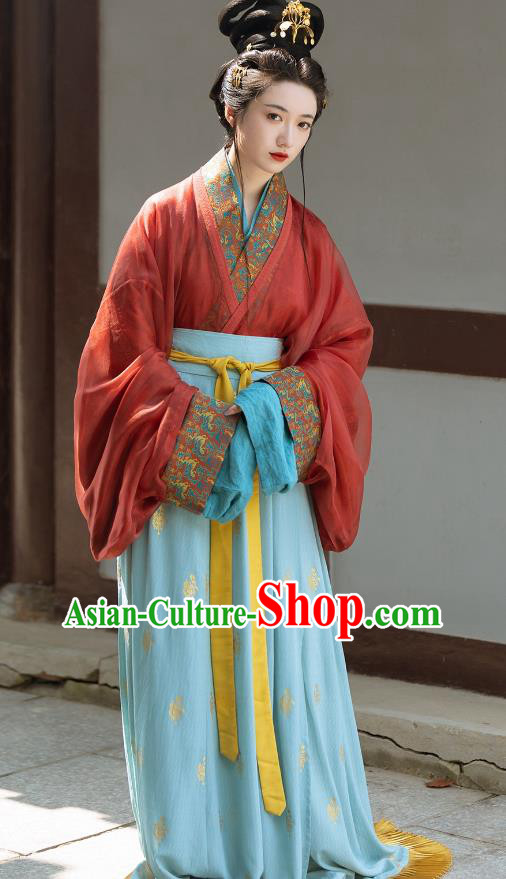 China Traditional Hanfu Dresses Ancient Noble Woman Clothing Han Dynasty Beauty Da Qiao Costumes