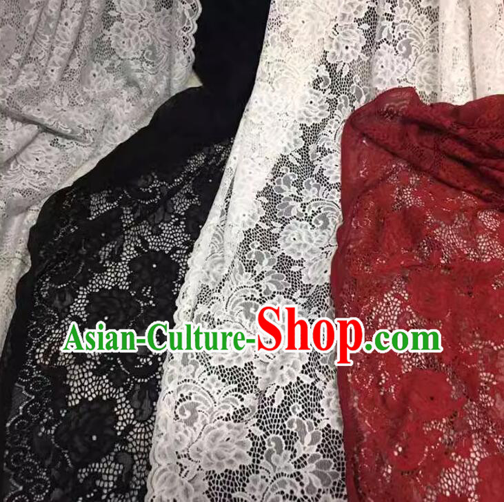 Top Hollowed Out Peony Pattern Lace Material Costume Stretch Cloth Cheongsam Lace Fabric