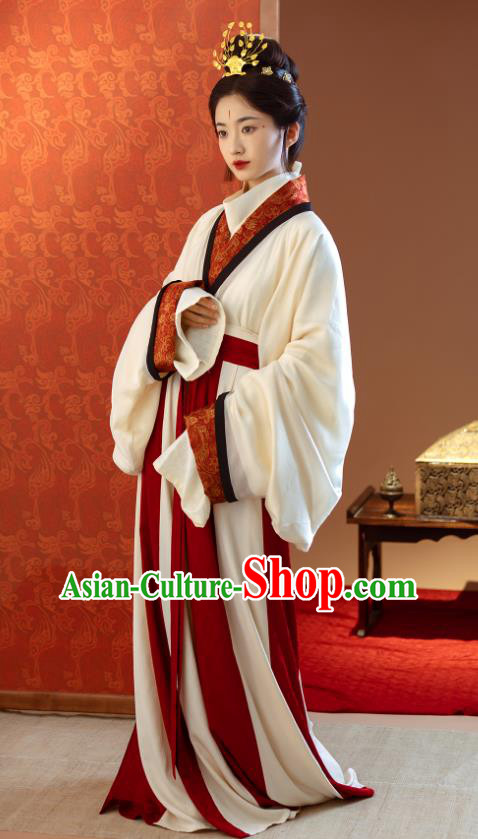 China Wei Jin Dynasty Beauty Costumes Traditional Hanfu White Dress Ancient Court Princess Clothing