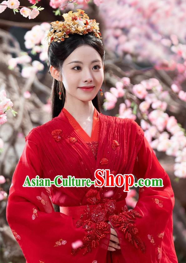 Chinese Xian Xia Drama Chong Zi Changsheng Palace Queen Gong Keran Wedding Costumes Ancient Princess Red Dress Clothing