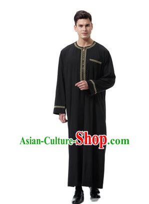 Indian Male Black Robe Traditional Oriental Dance Stage Show Clothing