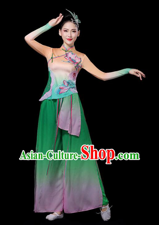 Chinese Yangko Dance Clothing Women Group Dance Fashion Folk Dance Outfit Lotus Dance Costumes