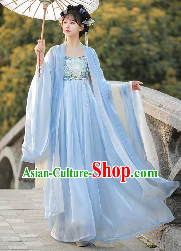 Chinese Traditional Hezi Dress Ancient Hanfu Fairy Clothing Tang Dynasty Young Woman Costumes