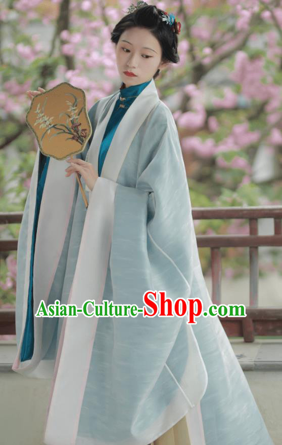 Chinese Ming Dynasty Noble Woman Clothing Ancient Young Mistress Garment Costumes Traditional White Cape Gown and Skirt Complete Set