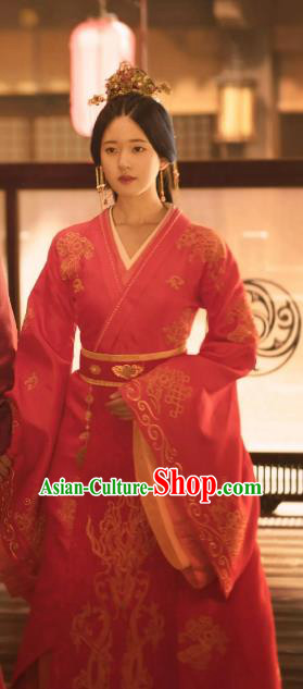 Chinese TV Series Love Like The Galaxy Cheng Shao Shang Wedding Dresses Han Dynasty Historical Costumes Ancient Noble Bride Clothing