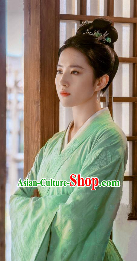 Chinese Teleplay A Dream of Splendor Geisha Zhao Pan Er Green Dresses Song Dynasty Historical Costumes Ancient Dancing Beauty Clothing
