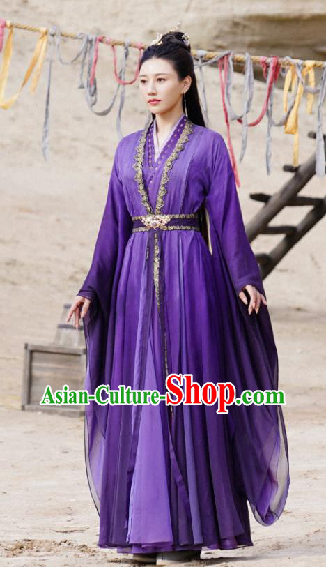 Chinese Ancient Fairy Clothing Drama Immortal Samsara Tao Zi Qi Purple Dresses Xian Xia TV Series Swordswoman Costumes