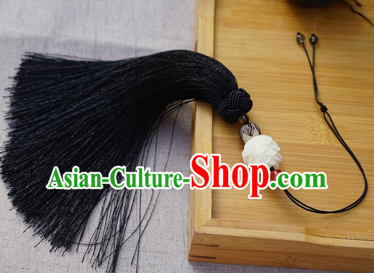 Top Handmade Tassel Pendant Jade Carving Lotus Sword Tassels