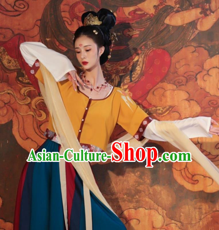 Top Handmade Hanfu Dresses Chinese Tang Dynasty Palace Lady Costumes Ancient Flying Apsaras Clothing