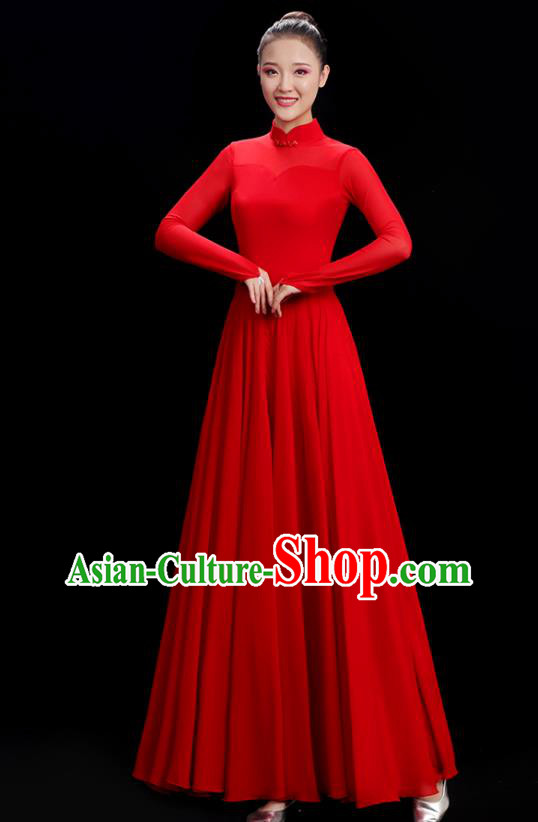 Chinese Classical Dance Costume Opening Dance Red Dress Women Group Chorus Clothing