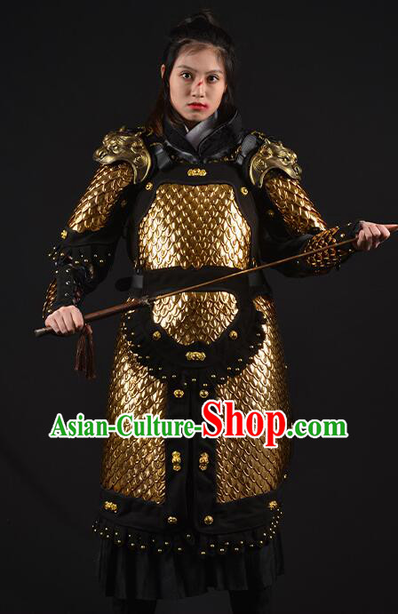 Chinese Ancient General Chain Armor Costumes Ming Dynasty Hauberk Metal Armor for Women for Men
