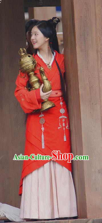 Chinese Ancient Noble Lady Clothing TV Series Love Like The Galaxy Cheng Shao Shang Red Dress Han Dynasty Princess Garment Costumes