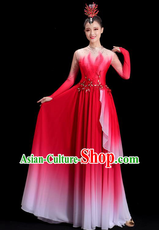 China In The Light Women Group Stage Show Red Dress Classical Dance Costume Opening Dance Clothing Umbrella Dance Fashion