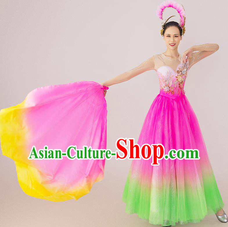 China Dancing Competition Pink Dress 2021 Spring Festival Gala Opening Dance Costume Lotus Dance Clothing