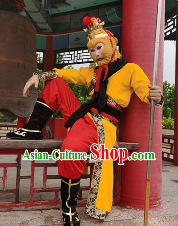 China Journey to the West Sun Wu Kong Outfit Sun Wukong Crashed Peach Garden Clothing Beijing Opera Monkey King Costumes