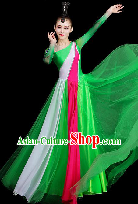 Top Group Stage Show Costume Modern Dance Fashion Opening Dance Clothing Women Chorus Green Dress