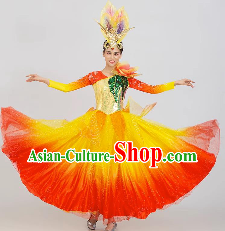 Top Women Group Dance Clothing Opening Dance Costume Chorus Performance Dance Fashion Modern Dance Red Dress