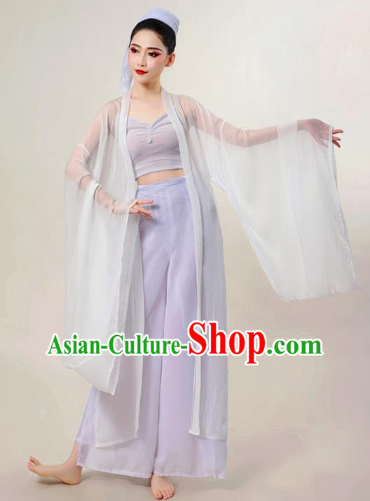 China Woman Solo Dance Clothing Classical Dance Costume Legend of the White Snake Bai Suzhen Fashion Fan Dance White Outfit
