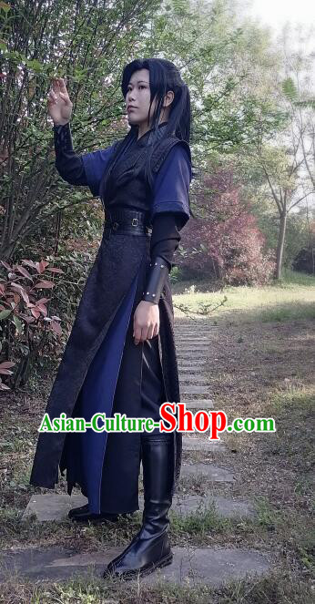 China Young Hero Costume Ancient Swordsman Clothing Sha Po Lang Gu Yun Garments