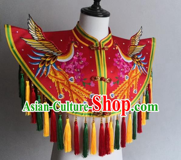 China Fiesta Parade Master Tippet Costume Nuo Opera God Clothing Embroidered Red Cappa