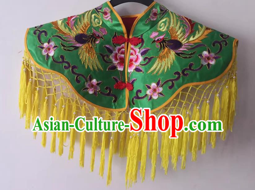 Chinese Folk Dance Embroidered Tippet Sacrifice God Dancing Clothing Witchcraft Performance Green Cappa