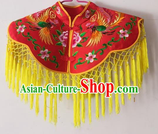 Chinese Sacrifice Dancing Clothing Witchcraft Performance Red Cappa Folk Dance Goddess Embroidered Tippet