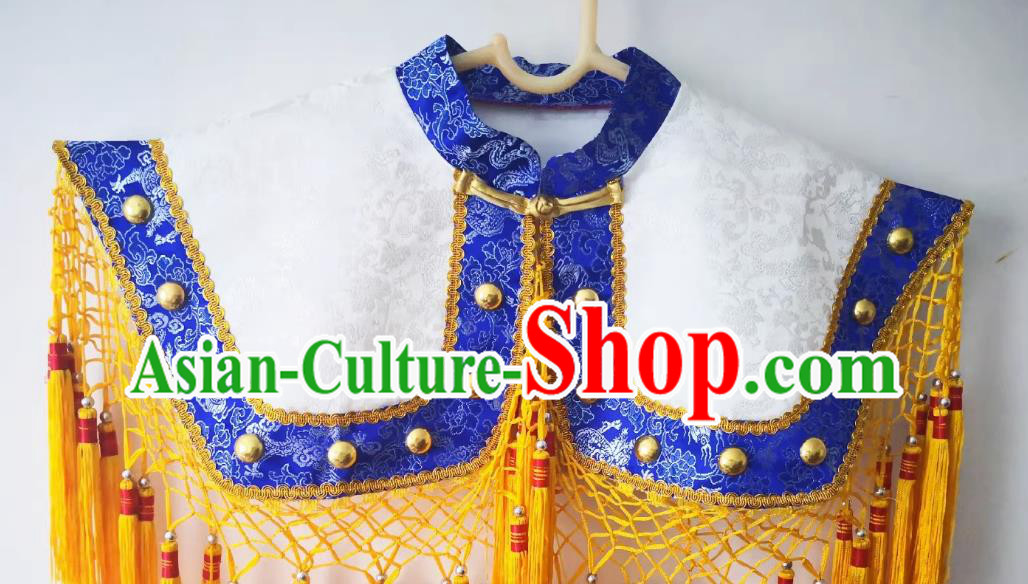 Chinese Folk Dance God White Brocade Tippet Sacrifice Dancing Clothing Witchcraft Performance Cappa