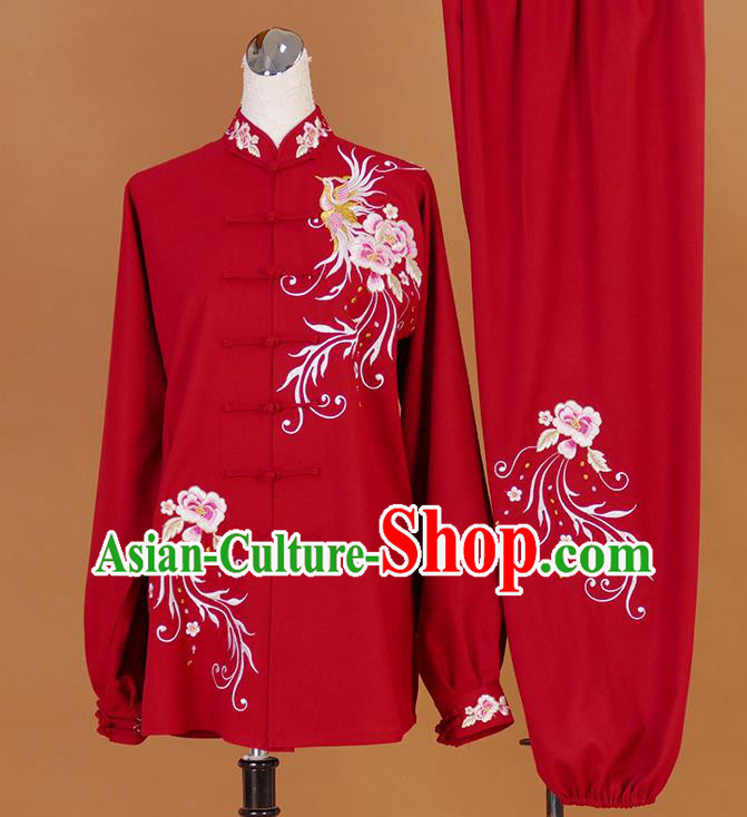 Chinese Wushu Competition Clothes Female Tai Chi Red Suit Martial Arts Clothing Taiji Quan Training Uniform