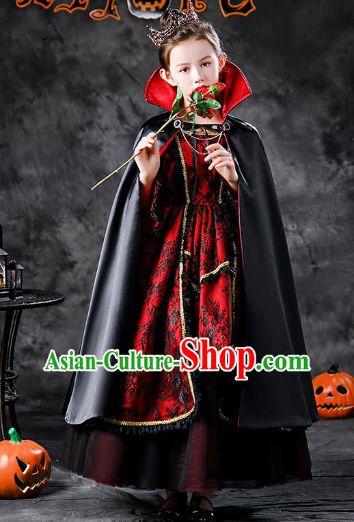 Halloween Queen Clothing Girl Stage Show Costume Cosplay Witch Fashion Kid Performance Dress
