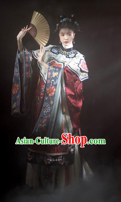 Chinese Palace Female Hanfu Dresses Ancient Empress Clothing Qing Dynasty Court Woman Embroidered Costumes