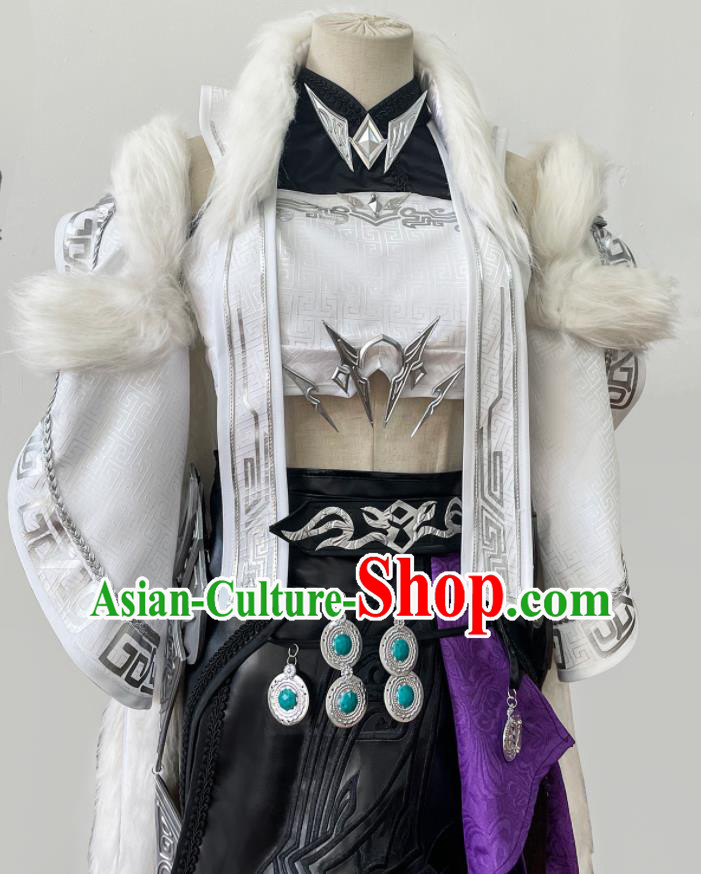 Top Ancient Young Woman Costumes Cosplay Blade Lady Clothes Jian Xia Qing Yuan Swordswoman Clothing