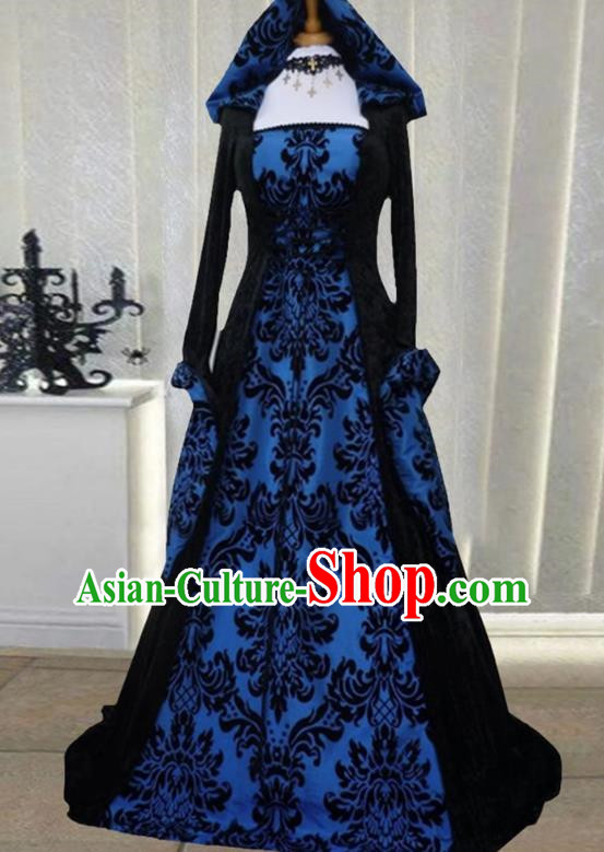 European Retro Style Long Sleeved Hooded Flared Dress Suitable For Palace Formal Occasions Stage Plays