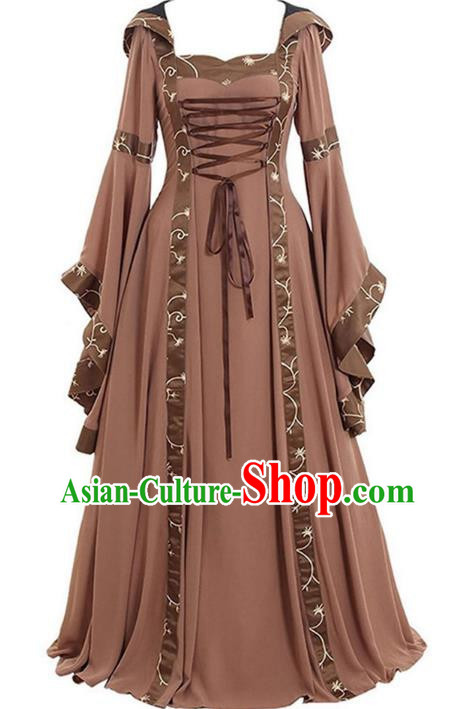 Plus Size Medieval Square Collar Flare Sleeve Full Skirt