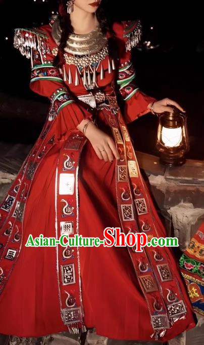 Miao Costume Female Tujia Minority Costume Wedding Dress Stage Performance