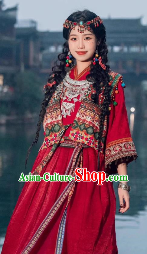 Red Miaojiang Girl Costume