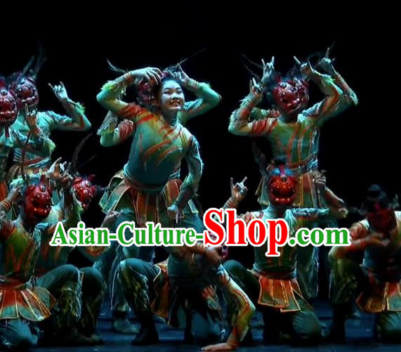 Dance Nuo Opera Nuo Sound Children Performance Costumes Primary And Secondary School Students Art Festival National Totem Costumes