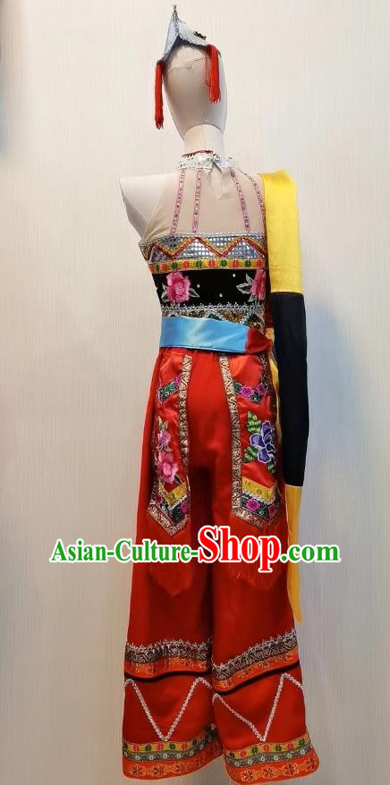 Taoli Cup Swinging Flower Waist Dress Buckwheat Blooming Yi Nationality Dance Costume Minority Art Examination Performance Costume