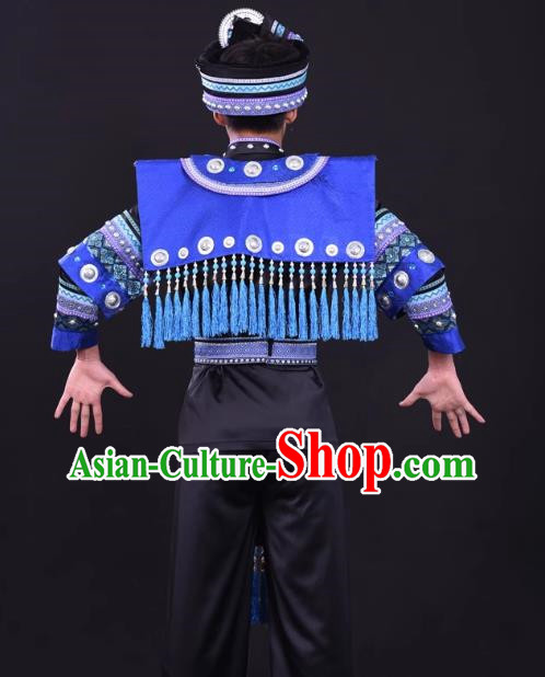 Zhuang Men Costume Host Costume Solo Performance Costume Black Men Suit