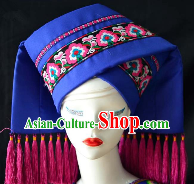 Guangxi Women Adult Minority Performance Hat Zhuang Nationality Folk Song Advanced Embroidery Handmade Headwear
