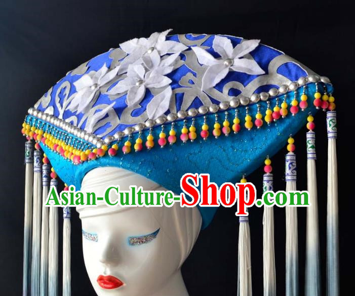 Guangxi Women Adult Minority Performance Hat Zhuang Nationality Folk Song Advanced Embroidery Handmade Headwear