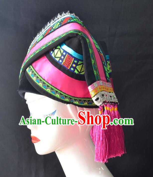 Guangxi Women Adult Minority Performance Hat Zhuang Nationality Folk Song Advanced Embroidery Handmade Headwear