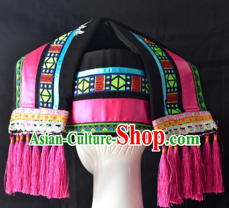 Guangxi Women Adult Minority Performance Hat Zhuang Nationality Folk Song Advanced Embroidery Handmade Headwear